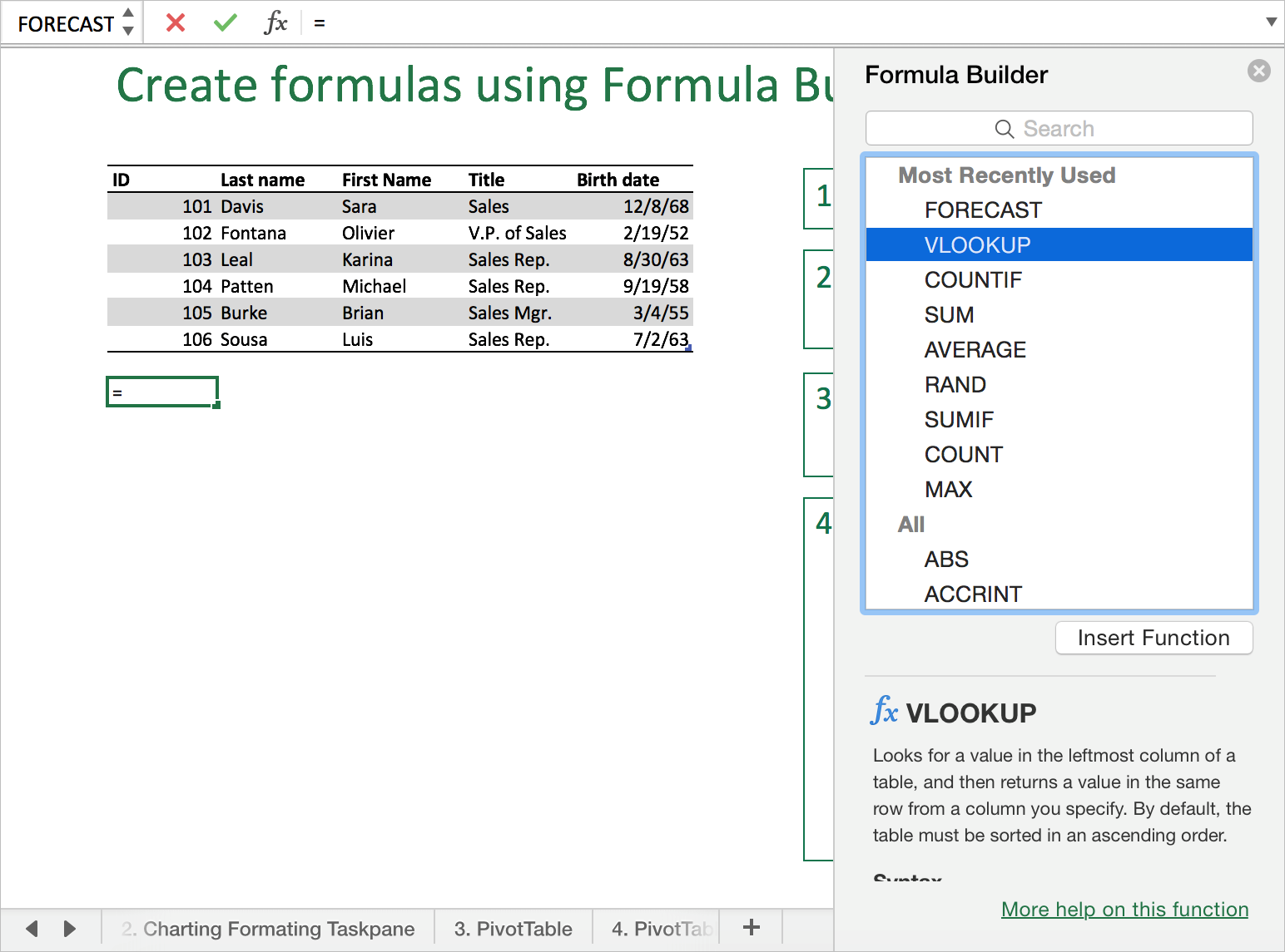excel for mac formulas